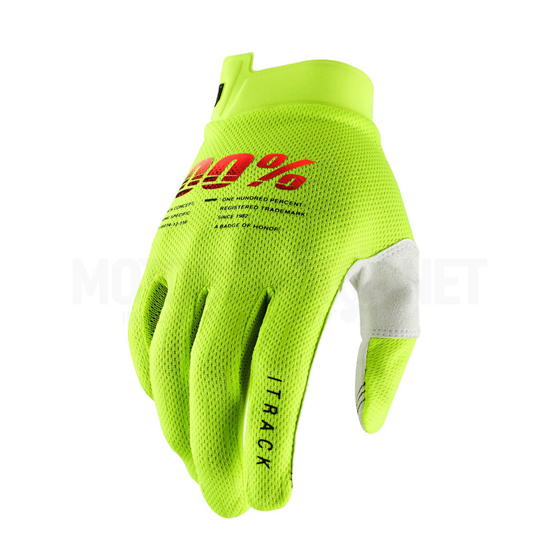 Luvas de Motocross 100% Itrack - amarelo fluor